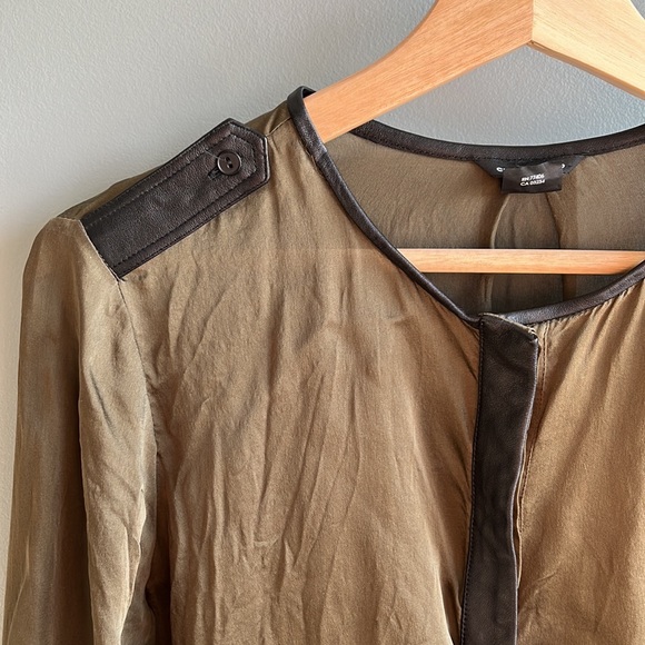 Club Monaco silk and leather top, medium - Picture 2 of 6